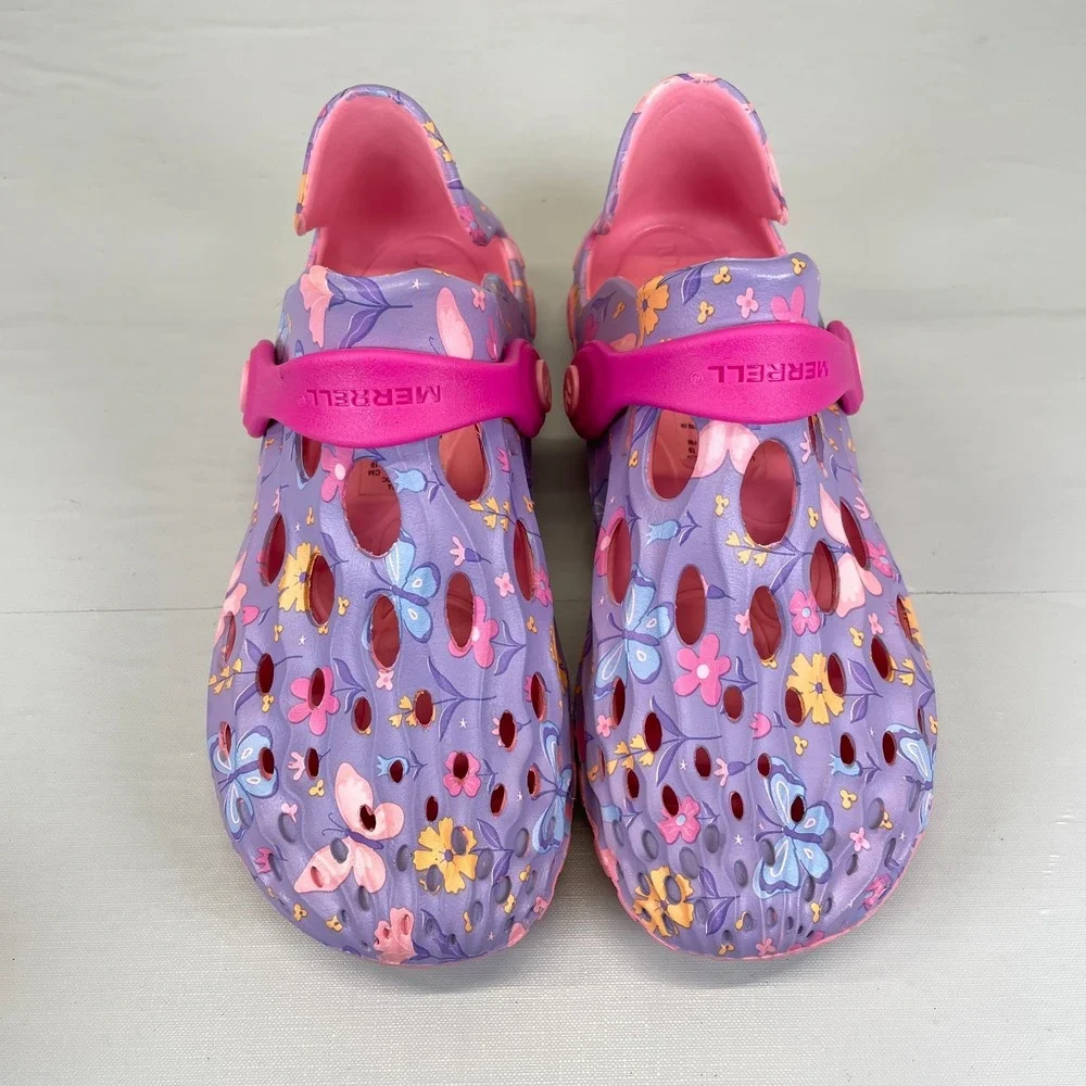 Merrell Hydro Moc Water Shoes Kids Size 13M Purple Floral Butterflies Sandals